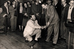 1950s: Four-time Open Champion Bobby Locke with the members