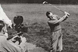 1951: Bobby Locke in the film 'Open Champion', shot at Addington Palace