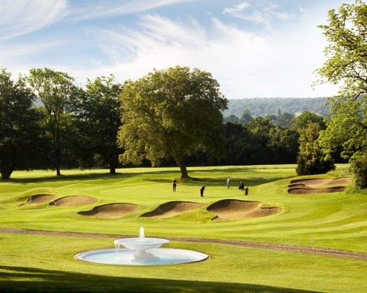 Group of golfers putting on hole 3 at Addington Palace Golf Club