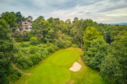 Aerial view of the 13th green at Addington Palace Golf Club