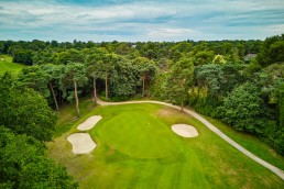 Aerial view of the green at hole 14, Addington Palace Golf Club